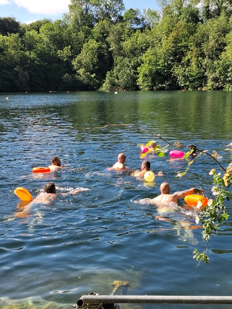 Team Trent Valley and Tamworth Samaritans volunteers cold water swimming at Dosthill Quarry